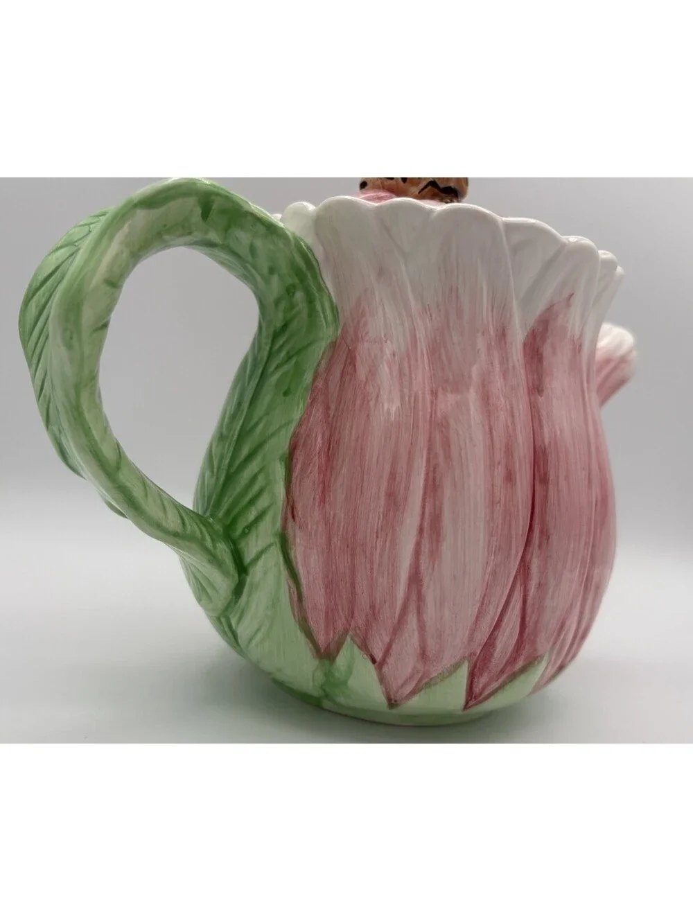 Vintage The Bombay Company Pink Gerber Daisy Teapot with Bumble Bee Lid